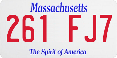 MA license plate 261FJ7
