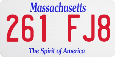 MA license plate 261FJ8