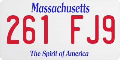MA license plate 261FJ9