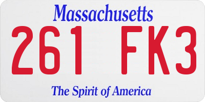MA license plate 261FK3