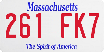 MA license plate 261FK7