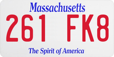 MA license plate 261FK8