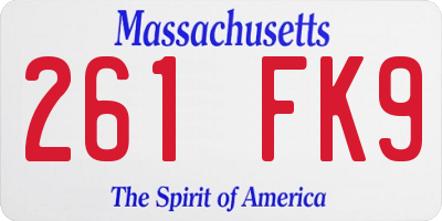 MA license plate 261FK9