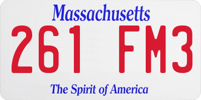 MA license plate 261FM3