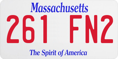 MA license plate 261FN2