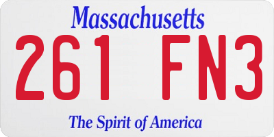 MA license plate 261FN3