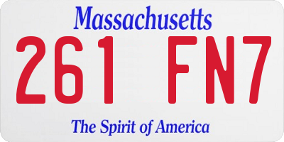 MA license plate 261FN7