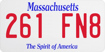 MA license plate 261FN8