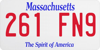 MA license plate 261FN9
