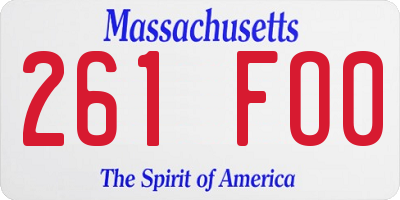 MA license plate 261FO0