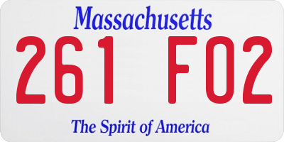 MA license plate 261FO2