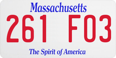 MA license plate 261FO3