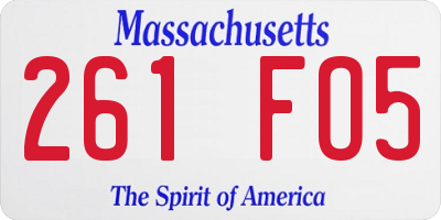 MA license plate 261FO5