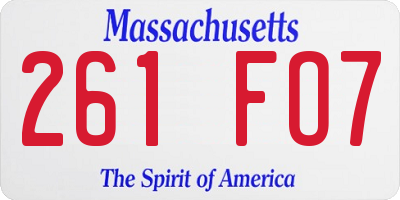 MA license plate 261FO7