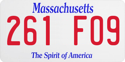 MA license plate 261FO9