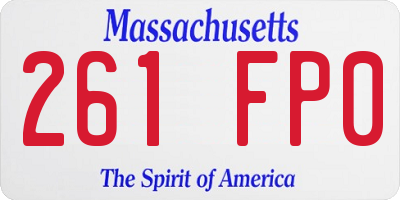 MA license plate 261FP0