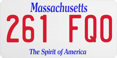 MA license plate 261FQ0