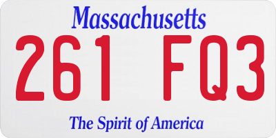 MA license plate 261FQ3