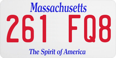 MA license plate 261FQ8