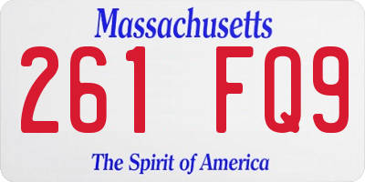 MA license plate 261FQ9