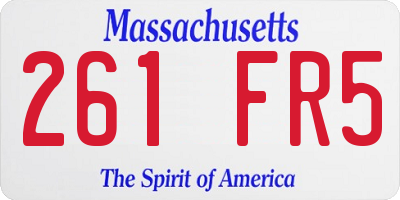 MA license plate 261FR5