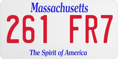 MA license plate 261FR7
