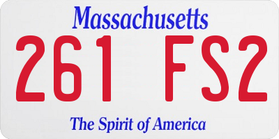 MA license plate 261FS2