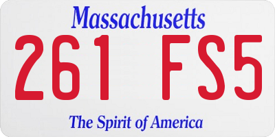 MA license plate 261FS5