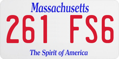 MA license plate 261FS6