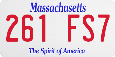 MA license plate 261FS7