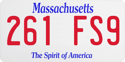 MA license plate 261FS9