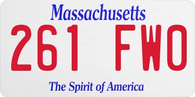 MA license plate 261FW0