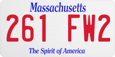 MA license plate 261FW2