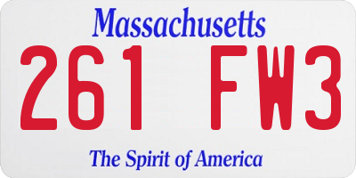 MA license plate 261FW3