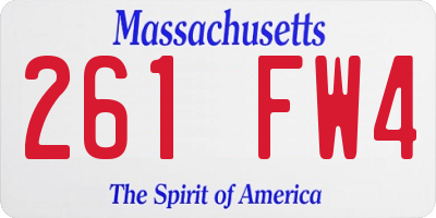 MA license plate 261FW4