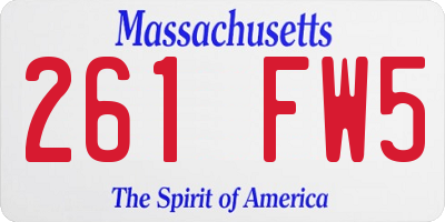 MA license plate 261FW5