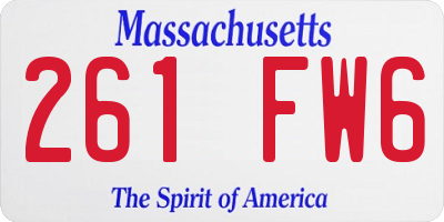 MA license plate 261FW6