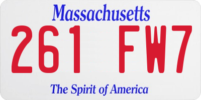 MA license plate 261FW7