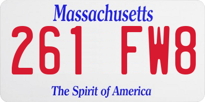 MA license plate 261FW8