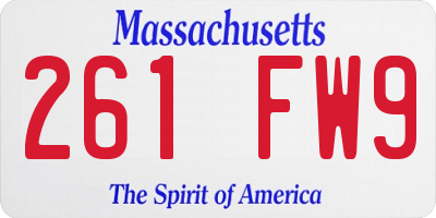 MA license plate 261FW9
