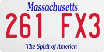 MA license plate 261FX3