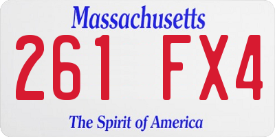 MA license plate 261FX4