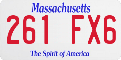 MA license plate 261FX6