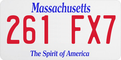 MA license plate 261FX7