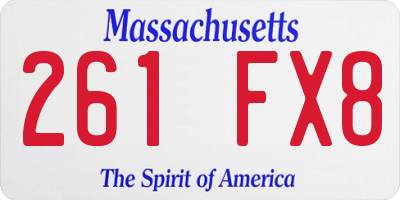 MA license plate 261FX8