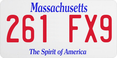 MA license plate 261FX9