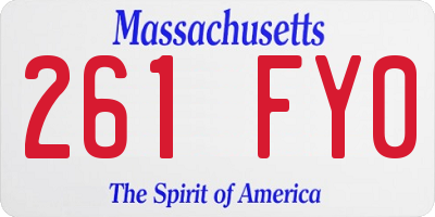 MA license plate 261FY0