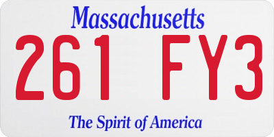 MA license plate 261FY3