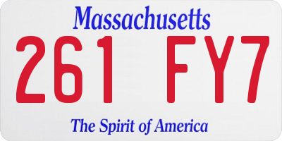 MA license plate 261FY7