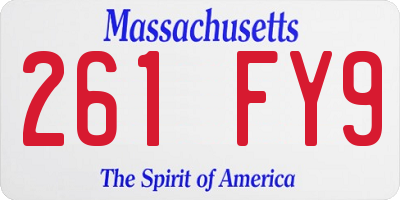 MA license plate 261FY9